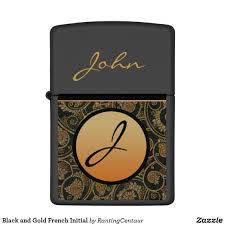 Black And Gold French Initial Zippo Lighter Zazzle Com In 2020 Zippo Zippo Lighter Custom Zippo
