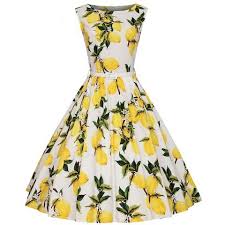 White Lemon Print Vintage Dress Plus Size Vintage Dresses Rockabilly Dress Plus Size Summer Dresses