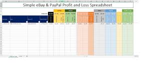 Ebay And Paypal Profit And Loss Spreadsheet Inc Fees Microsoft Excel
