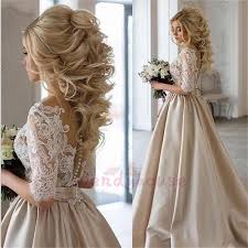 Long sleeve wedding dresses are the perfect option for colder times. Champagne Long Bridal Dress With Half Sleeves Lace Top Wendyhouse Online Store Powered By Storenvy