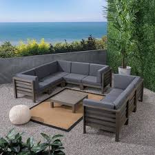 The lubek sectional is built from a solid acacia wood base. Oana 9pc Acacia Wood Sectional Sofa Set Gray Dark Gray Christopher Knight Home Target