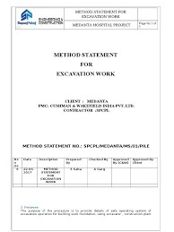 To define the requirement and describe the procedure for earthwork excavation, backfilling and compaction works. Method Statement For Excavation Excavation Archaeology Deep Foundation