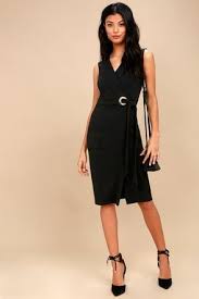 Holiday Party Dresses Office Party Dresses At Lulus Com Office Party Dress Chic Black Dress Black Midi Wrap Dress