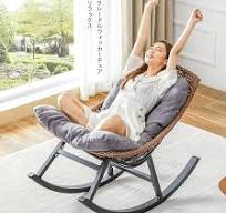 ロッキングチェア ラタン調 籐ロッキングチェア 戸外籐揺り椅子 昼寝怠惰なソファ籐の椅子 ロッキングチェア アウトドア ラタン ウィッカー  ベランダ揺り椅子 屋外怠惰なリビングルームロッキングチェア (Color : B (cushion not included))