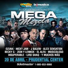 Find ozuna tour dates, event details, reviews and much more they are currently playing 1 show in paris and 15 shows worldwide, so browse. Mega 97 9 Fm Alex Sensation Mega Mezcla Live At Prudential Center Lamezcla Com