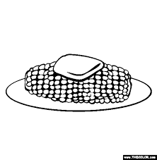 A large plate with corn. Thanksgiving Online Coloring Pages