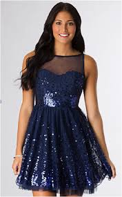 Stunning Navy Blue Dress With Sheer Top Perfect For Homecoming Sequin Cocktail Dress Womens Dresses Sparkly Dress
