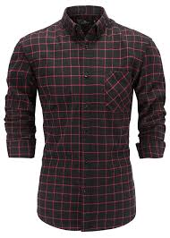 Black And Red Dress Shirt Mens Men S 100 Flannel Cotton Slim Fit Long Sleeve Button Down Plaid Dress Shirt Black Red Cz18065kixe Black Shirt Dress Plaid Dress Shirt Mens Clothing Styles