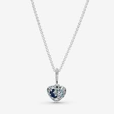 Sparkling Blue Moon Stars Heart Necklace In 2021 Pandora Jewelry Sterling Silver Necklaces Necklace For Girlfriend