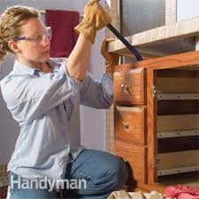 They don't remove all of the mounting screws attaching the vanity to the wall or they rip out the backsplash. Install A Vanity Sink Diy Family Handyman