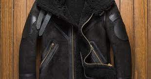 Mens Shearling Leather Jacket Cracked Texture Leather Jacket Leather Jacket Men Mens Shearling Coat