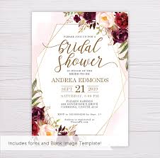 Maybe you would like to learn more about one of these? Marsala Flowers With Gold Frame Bridal Shower Invitation Template Dgtally