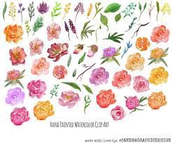 Floral Tribal Clip Art Hand Painted Watercolor Clip Art Etsy Digital Flowers Floral Wall Art Floral Painting