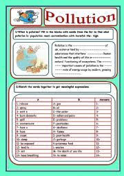 English Worksheets Pollution 3 Pages Pollution Pollution Activities Worksheets Life Skills Activities