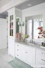 The beauty of a gray bathroom is that depending on the shade of gray, the amount used, and the lighting, the mood in your bath can change dramatically. Bathroom Decor A Pop Of Pink The Sunny Side Up Blog