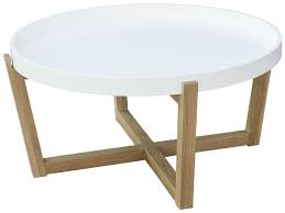 table basse soren plateau rond blanc pied chene code article 225376 mobel haushalt dekoration