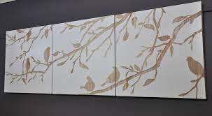 Birds In Spring 3 Panel Hand Carved Wood Carved Wood Wall Art Wood Wall Art Wall Art