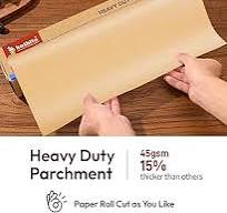 Katbite Unbleached Parchment Paper for Baking, 15 in x 210 ft, 260 Sq.Ft,  Heavy Duty Baking Paper with Slide Cutter, Non-stick Brown Parchment Paper  ...