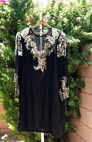 Black And Silver Punjabi Suit Vintage Flashy Black And Gold Sequin And Bead Sheath Dress Etsy In 2020 Dresses Dress Indian Style Simple Dresses