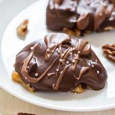 1 cup sugar, ½ cup corn syrup, ½ cup butter (1 stick) 1 cup heavy cream, ½ cup brown sugar….mix together an. Homemade Chocolate Turtles With Pecans Caramel Averie Cooks