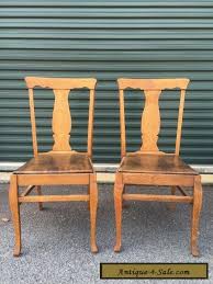 Furniture home toys baby target best choice products decorative gifts flash furniture furniture domain homesquare lamps plus. Pair Antique Vintage Oak Wood Wooden Fiddleback Side Dining Accent Fabric Chairs For Sale In United States