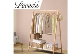 How much are clothing racks. Levede Clothes Rack Folding Storage Garment Hanger Wooden Organiser Closet Stand Matt Blatt