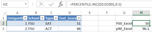 Replicating Excel Percentile In Dax