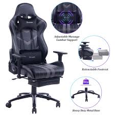 Von Racer Massage Gaming Chair Racing Office Chair Adjustable Massage Lumbar Cushion Retract Office Chair Lumbar Support Reclining Office Chair Gaming Chair