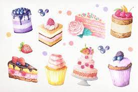 watercolor cakes set by larysa zabrotskaya thehungryjpeg com set ad cakes watercolor thehungryjpeg a aquarell kuchen kuchen zeichnung aquarell essen