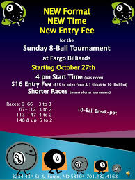 Sunday 8 Ball Tournament Fargo Billiards