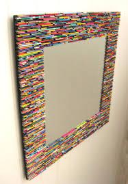 Enjoy lots of reflections from these mirrors and rhinestones! Colorful Square Mirror Wall Art Made From Recycled Etsy Recycled Magazine Crafts Recycled Magazines Mirror Wall Art