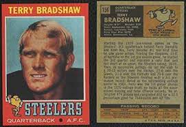 Maybe you would like to learn more about one of these? 1971 Topps 156 Terry Bradshaw Rookie Card Pittsburgh Steelers Reprint Football Card At Amazon S Sports Collectibles Store