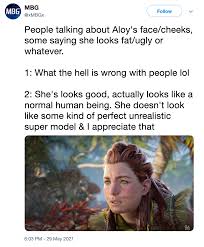 Likewise, the memes did not wait. Horizon Forbidden West Gameplay Trailer Sparks Discourse Over Aloy S New Chubby Appearance Bounding Into Comics