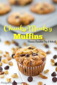 Chunky Monkey Muffins Amazing Muffins Made With Banana Chocolate Chip Banana Chocolate Chip Muffins Chocolate Chip Banana Bread Muffins Banana Walnut Muffins