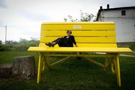 Blue wasinger wooden upholstered bench. The Giant Benches That Make Adults Feel Like Children Bbc News