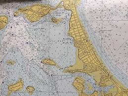 Large Map Boston Harbor Massachusetts Nautical Chart 1966