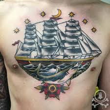 Awesome Clipper Ship Chest Tattoo By Brendan Poblocki 12ozstudios Team12oz Tattoo Tattoos Tattooed Tattooing Tat Nautical Tattoo Hip Tattoo Ship Tattoo