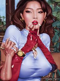 Porn image of woman 18 facial comic portrait korean cumshot created by AI