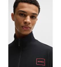 HUGO Relaxed jack met ingelijst logo zwart