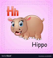 Animals Alphabet H Is For Hippo Vector Image On Vectorstock In 2020 Animal Alphabet Alphabet For Kids Hippo