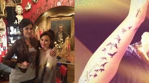 Tattoos 2014 latest tattoos trendy tattoos love tattoos new tattoos small tattoos tattoos for women faith tattoos crazy tattoos demi lovato's new tattoo wants to fly away demi lovato is no stranger to tattoos, but her new ink leaves us feeling a little … flighty. Tweet For Tatt Demi Lovato Gets 12 Bird Tattoos On Her Arm 9celebrity