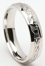 Traditional Irish Claddagh Wedding Ring In Palladium Celtic Wedding Bands Claddagh Ring Wedding Celtic Wedding Rings