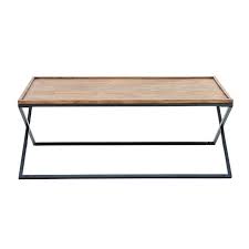 This Metal And Wood Coffee Table Has A Light Brown Rectangular Rubber Wood Table Top And Metallic Black Metal Wood Coffee Table Coffee Table Wood Coffee Table