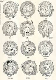 My Interpretation Of12 Zodiac Signs Using Art Nouveau Style Blog Gt Www Veikart Blogspot Com Tumblr Gt Www Veika T Zodiac Art Horoscope Art Astrology Art