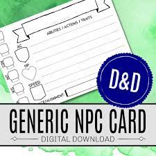 A satyrical card game to laugh about political correctness. Generic Npc Card Dnd Dm Resources Dungeons And Dragons Etsy