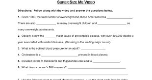 Watch the mo vie and answer the fol/o wing questions. Super Size Me Video Worksheet Google Docs