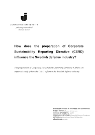 How does the preparation of Corporate Sustainability Reporting Directive  (CSRD) influence the Swedish defense industry?