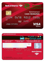 Usa Bank Of America Visa Card Template In Psd Format Fully Editable In 2020 Card Template Visa Card Bank Of America