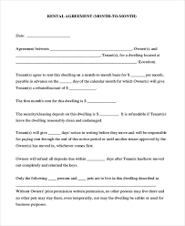 Month To Month Rental Agreement Short Form Lease Agreement Rental Agreement Templates Lease Agreement Free Printable
