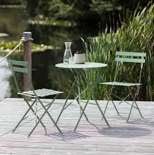 They're resistant to rust, chips, cracks and fading. Provence Outdoor Bistro Set Sage Primrose Plum